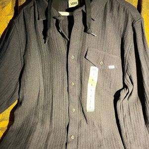 New with tags Vans hooded button down charcoal men’s shirt size L